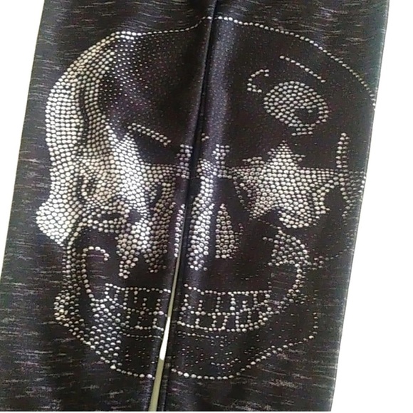 Terez Pants - Terez Starry Eyed Skull Leggings Black Heathered Gothic Punk Rock XL (Fits XS/S)